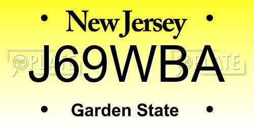 J69WBA New Jersey License Plate