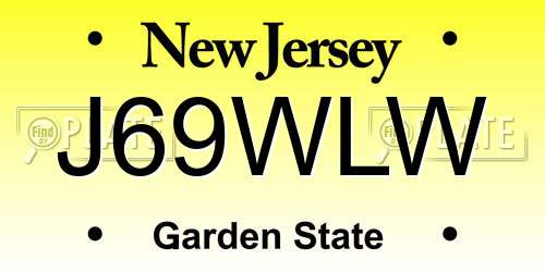 J69WLW New Jersey License Plate