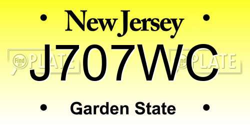 J707WC New Jersey License Plate