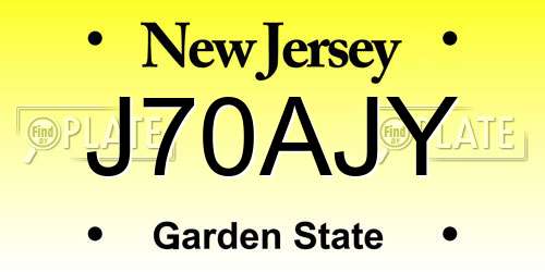 J70AJY New Jersey License Plate