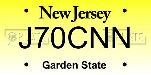 J70CNN New Jersey License Plate