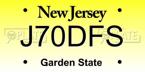J70DFS New Jersey License Plate