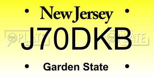 J70DKB New Jersey License Plate