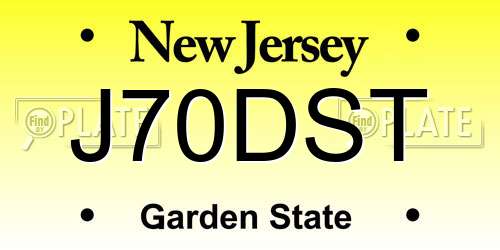 J70DST New Jersey License Plate