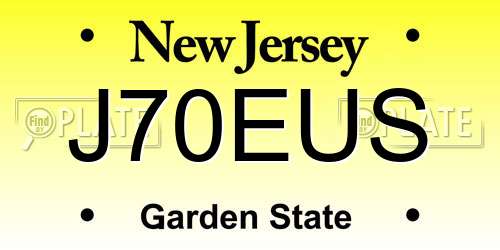 J70EUS New Jersey License Plate