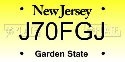 J70FGJ New Jersey License Plate