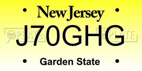 J70GHG New Jersey License Plate