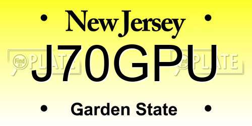 J70GPU New Jersey License Plate