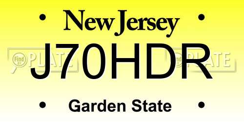 J70HDR New Jersey License Plate
