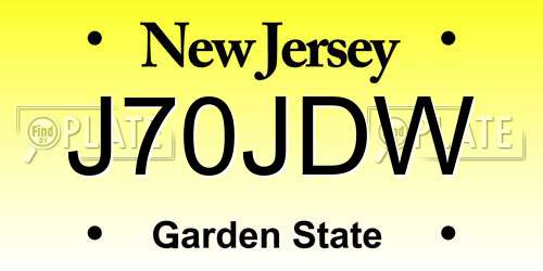 J70JDW New Jersey License Plate
