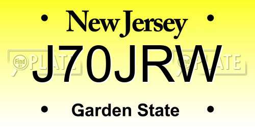 J70JRW New Jersey License Plate