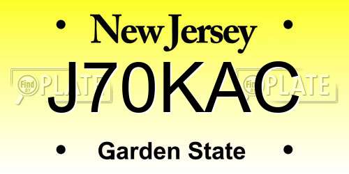 J70KAC New Jersey License Plate
