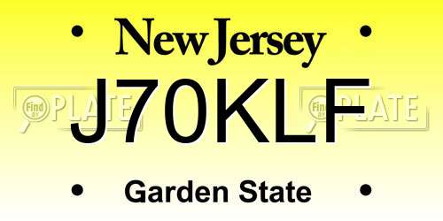 J70KLF New Jersey License Plate