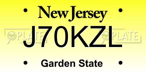J70KZL New Jersey License Plate