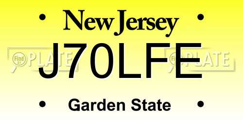 J70LFE New Jersey License Plate
