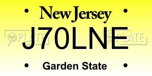 J70LNE New Jersey License Plate