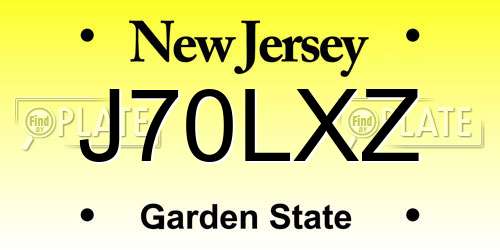J70LXZ New Jersey License Plate
