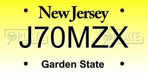 J70MZX New Jersey License Plate