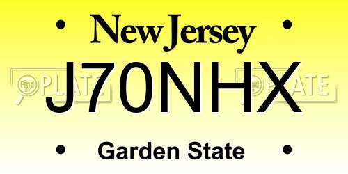 J70NHX New Jersey License Plate
