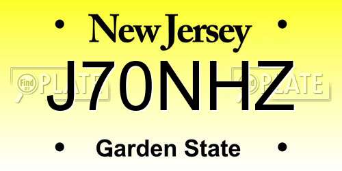 J70NHZ New Jersey License Plate