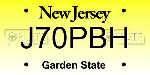 J70PBH New Jersey License Plate