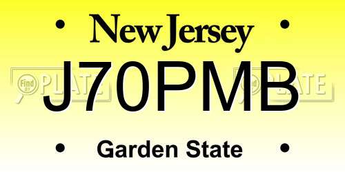 J70PMB New Jersey License Plate