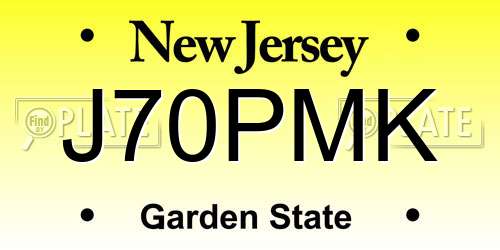 J70PMK New Jersey License Plate