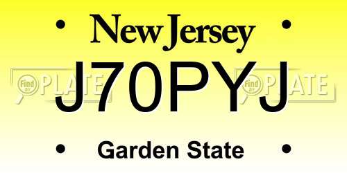 J70PYJ New Jersey License Plate