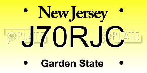 J70RJC New Jersey License Plate