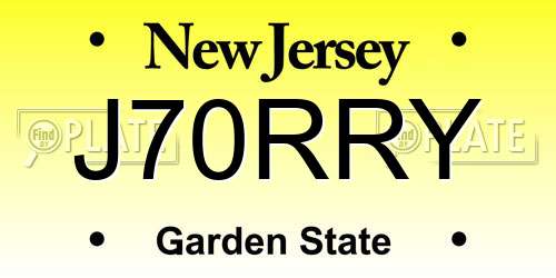J70RRY New Jersey License Plate