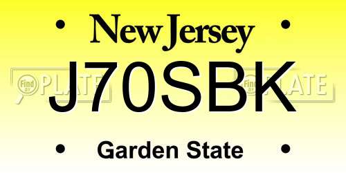J70SBK New Jersey License Plate