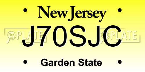 J70SJC New Jersey License Plate