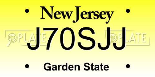 J70SJJ New Jersey License Plate