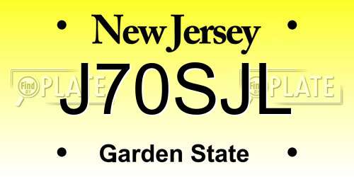 J70SJL New Jersey License Plate