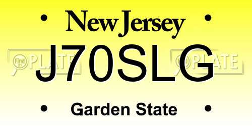 J70SLG New Jersey License Plate