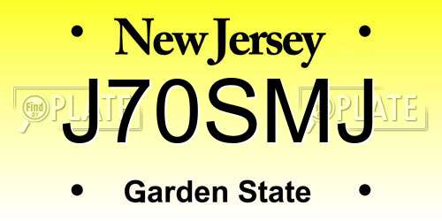 J70SMJ New Jersey License Plate