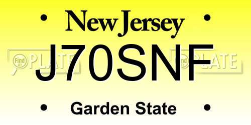 J70SNF New Jersey License Plate