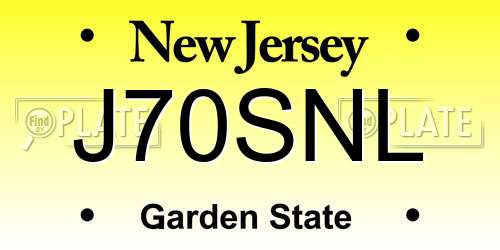 J70SNL New Jersey License Plate