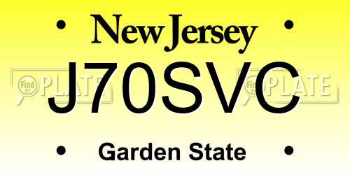 J70SVC New Jersey License Plate