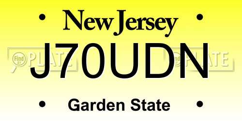 J70UDN New Jersey License Plate