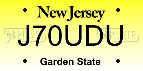 J70UDU New Jersey License Plate
