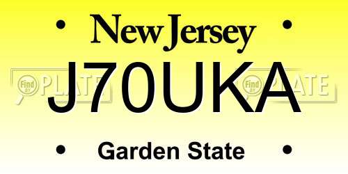 J70UKA New Jersey License Plate