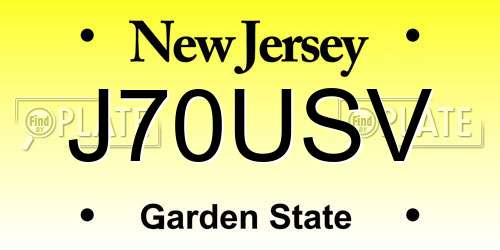 J70USV New Jersey License Plate