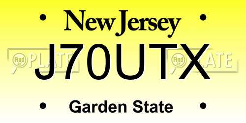 J70UTX New Jersey License Plate
