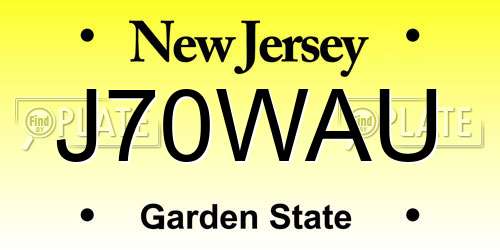 J70WAU New Jersey License Plate