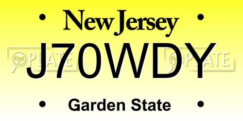 J70WDY New Jersey License Plate