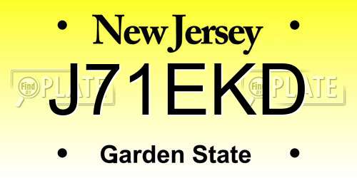 J71EKD New Jersey License Plate