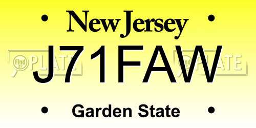 J71FAW New Jersey License Plate