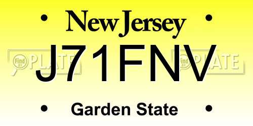 J71FNV New Jersey License Plate