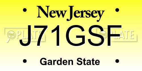 J71GSF New Jersey License Plate